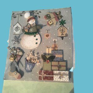 Christmas Themed 3D Stickers Cards Scrapbooking Snowman Handmade Embellished